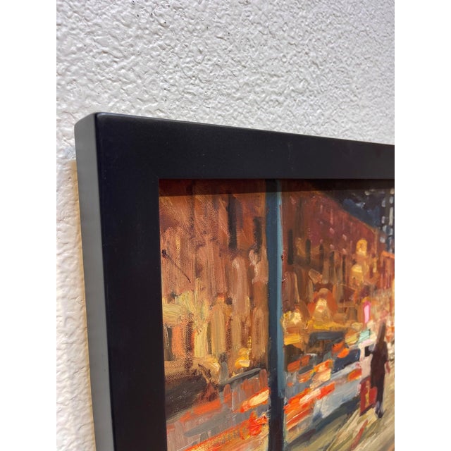 Contemporary Night Out by Jim Beckner | Oil on canvas Night scene with figures walking in a city. For Sale - Image 3 of 5