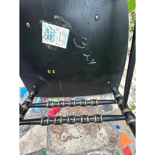 1960s Vintage Ebonized Black and Gold Regency Side Chair by Tell City Chair Company For Sale - Image 10 of 13