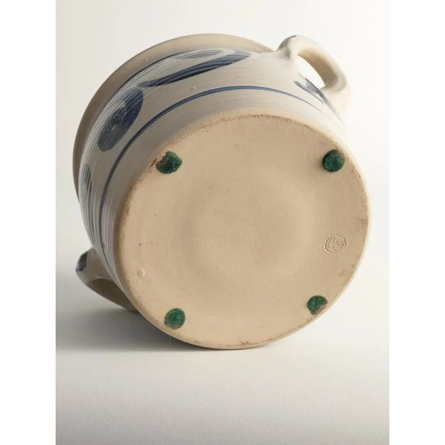 Ceramic Folk Art Stoneware Jar with Cobalt Blue Floral Motif from Westerwald, Germany For Sale - Image 7 of 8