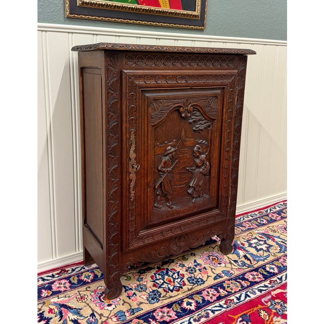 Wood Antique French Breton Jam Cabinet Cupboard Storage Drawer Carved Oak 19th C For Sale - Image 7 of 18