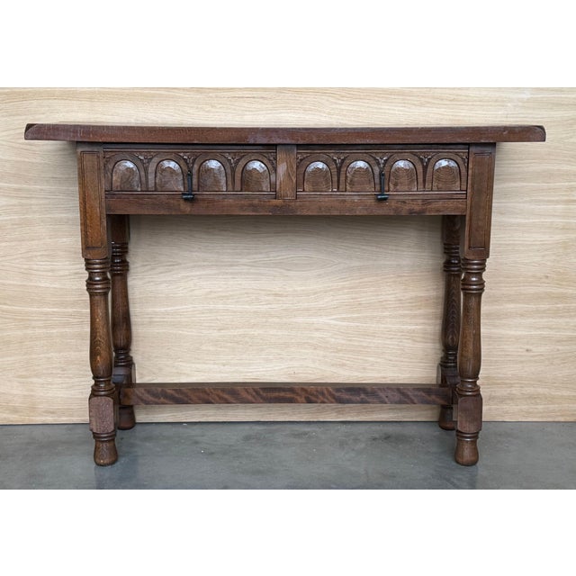 Early 20th Century Spanish Carved Console Table with Fluted Legs For Sale - Image 17 of 18
