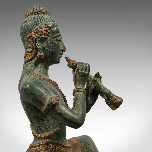 C. 1900 Bronze Oriental Antique Bronze Decorative Musician Figure For Sale - Image 4 of 13