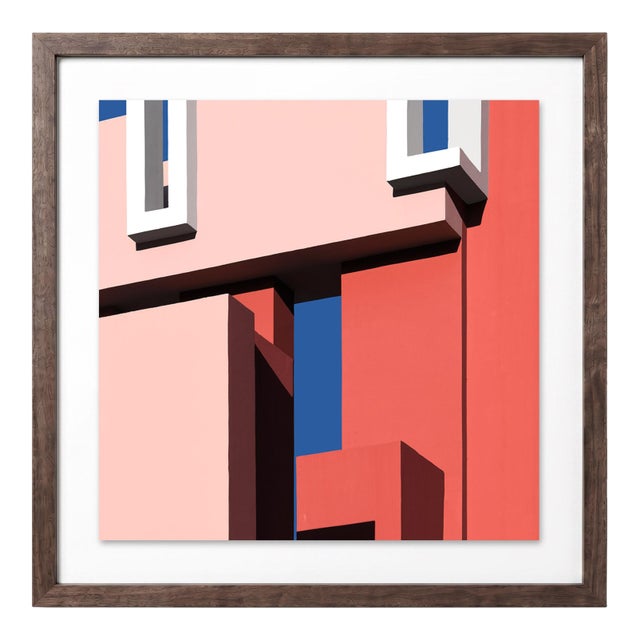 “Muralla Roja 01” Giclee Archival Pigment Print 18x18 Framed in Walnut For Sale