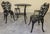 Late 20th Century 1950s Rose-Pattern Cast Iron and Aluminum Garden Bistro Set With Two Plant Stands, 5 Pieces For Sale - Image 5 of 16