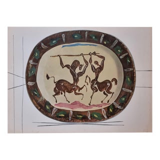 Print Depicting Pablo Picasso Vallauris Plate with Battle of Centaurs from Albert Skira, Mid-20th Century For Sale