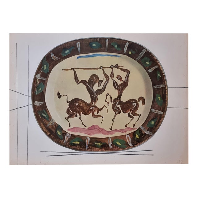 Print Depicting Pablo Picasso Vallauris Plate with Battle of Centaurs from Albert Skira, Mid-20th Century For Sale