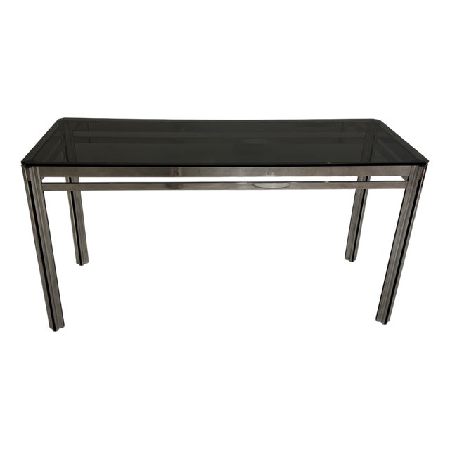 Console Table in Chrome and Smoked Glass by George Ciancimino, 1970s For Sale