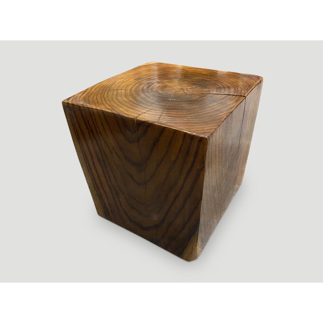 Andrianna Shamaris Sono Wood Cube Side Table For Sale - Image 4 of 6