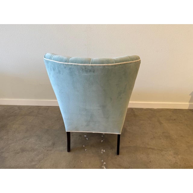 1940s Tufted Blue Slipper Chair For Sale In Palm Springs - Image 6 of 6