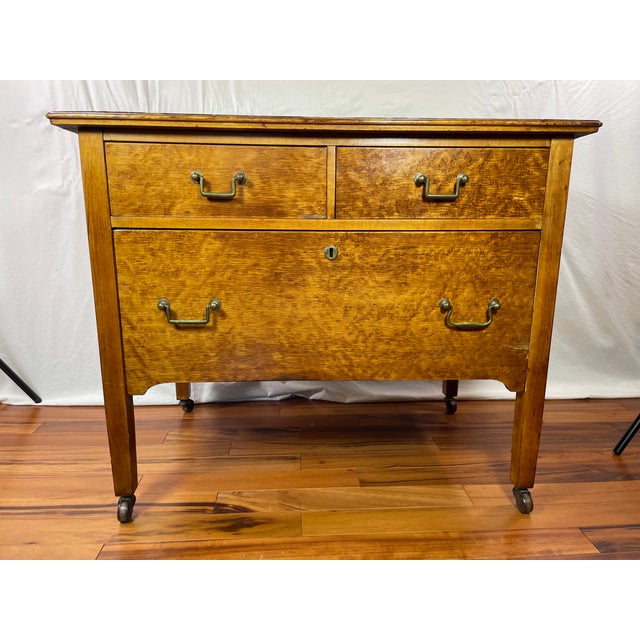 1890s Geo. C Flint Vintage Birdseye Maple Nightstand Dresser Chairish