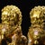 Late 20th Century Pair of Gilt Cloisonne Enameled Guardian Lions – 7.5" Foo Dogs With Floral Motifs For Sale - Image 5 of 9
