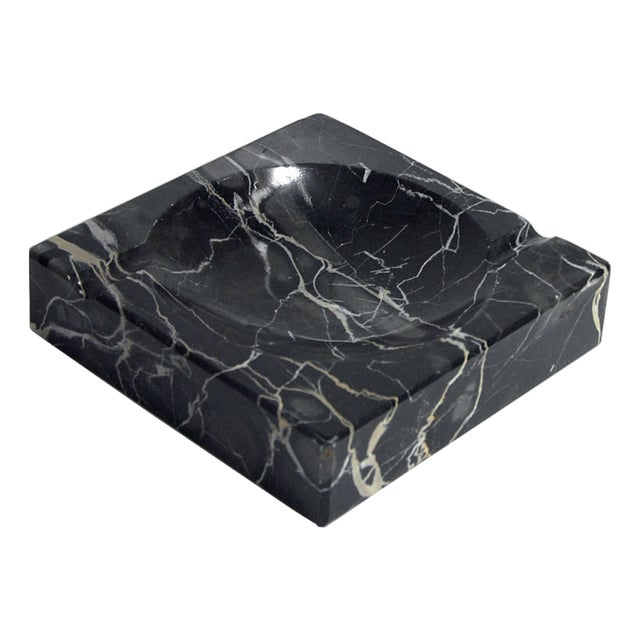 Vintage Art Deco Black Marble Ashtray, 1930s For Sale