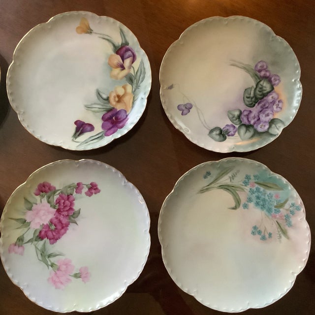 Antique Haviland Limoges Botanical Dessert Plates Set of 6