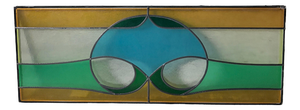 Vintage Geometric Stained Leaded Glass Window Panel