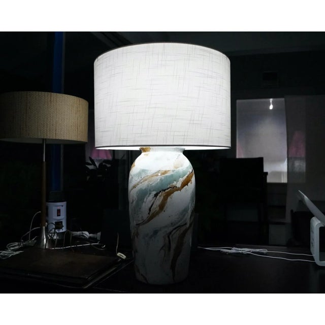 1970's Mid-Century Modern Glazed Ceramic Table Lamp For Sale - Image 9 of 13