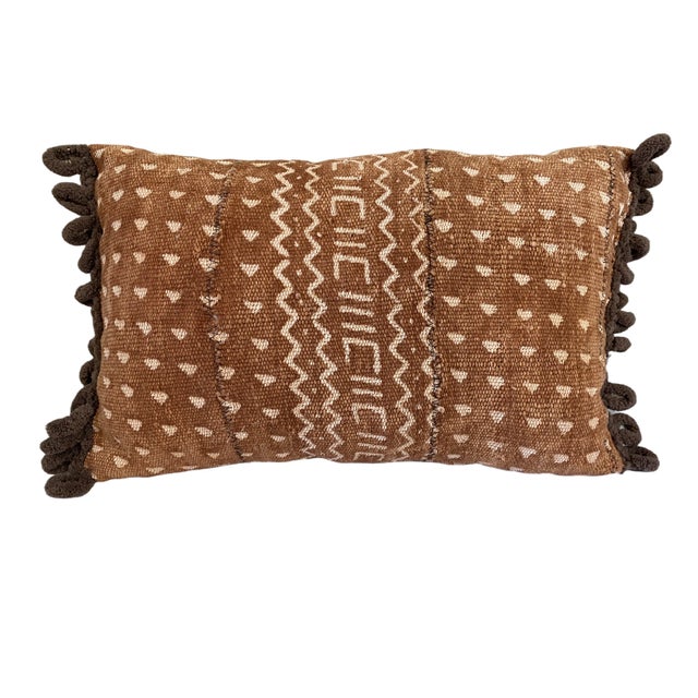 Brown African Custom Made Bogolan Lumbar Mud Cloth Pillow 16.5" For Sale - Image 8 of 8