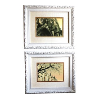 Vintage Framed Unique Architectural Cathedral Photography, a Pair, N Y C For Sale