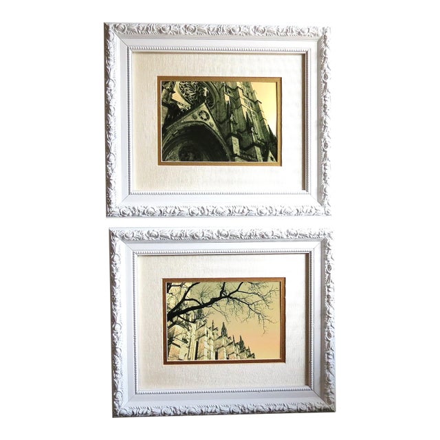 Vintage Framed Unique Architectural Cathedral Photography, a Pair, N Y C For Sale