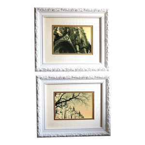 Vintage Framed Unique Architectural Cathedral Photography, a Pair, N Y C