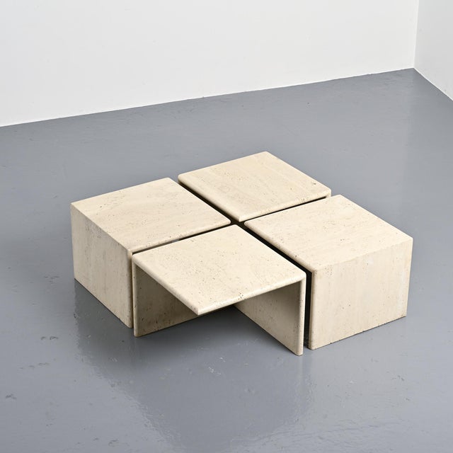 Travertine Coffee Tables, Italy, 1970s, Set of 4 For Sale - Image 13 of 15