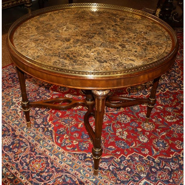 Brown Maitland Smith French Louis XV Style Tessellated Marble Center Table For Sale - Image 8 of 11
