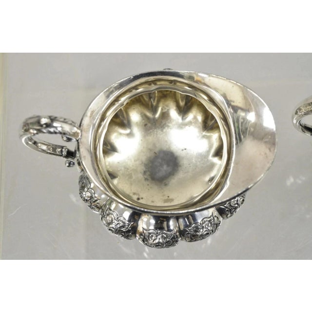 Metal Vintage Victorian 1881 Rogers Canada Silver Plated Sugar Bowl and Creamer Set For Sale - Image 7 of 11