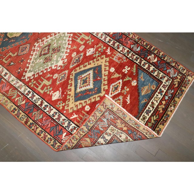 Early 20th Century Early 20th Century Zabihi Collection Geometric Tribal Persian Runner - 3'6" x 9'6" For Sale - Image 5 of 10