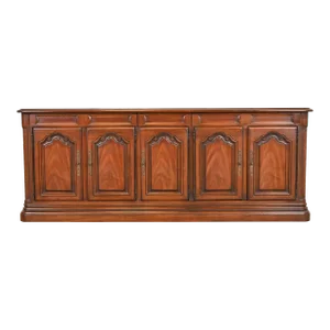 Drexel French Provincial Louis XV Carved Walnut Sideboard or Bar Cabinet