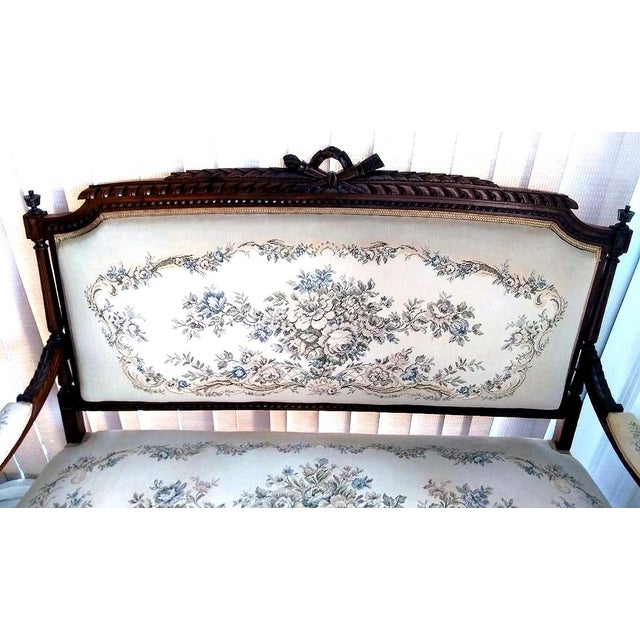 French 19th Century Louis XVI Style (Three-Piece) Walnut Parlor Suite For Sale - Image 11 of 15