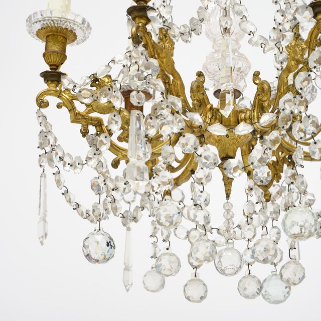 Metal French Antique Chandelier by Baccarat, Crystal and Bronze For Sale - Image 7 of 9