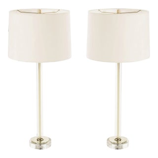 Glass and Brass Table Lamps, C. 1960s For Sale