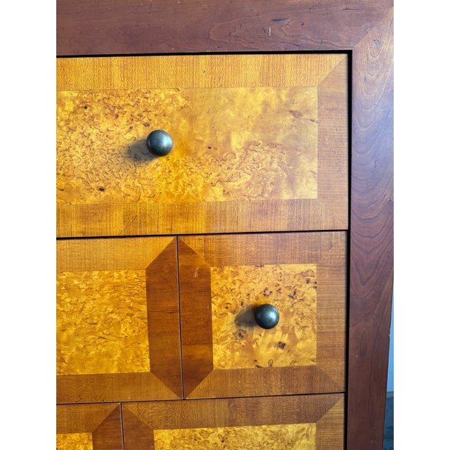 Vintage Baker Furniture Burl and Mahogany Chest With Slate Top – Postmodern / Art Deco Influence For Sale - Image 10 of 10