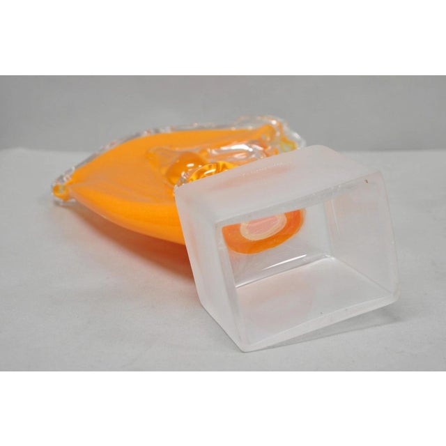 Late 20th Century Ion Tamaian Postmodern Orange Blown Art Glass 20" Large Abstract Face Sculpture For Sale - Image 17 of 18