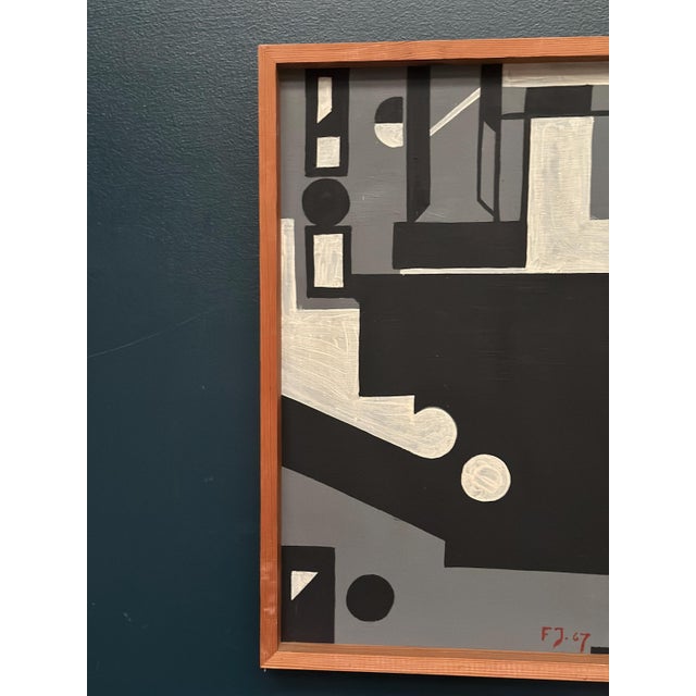 Original vintage danish oil on canvas – “cultural revolution in the passerenden” by finn johansen – signed fj & dated 1967...