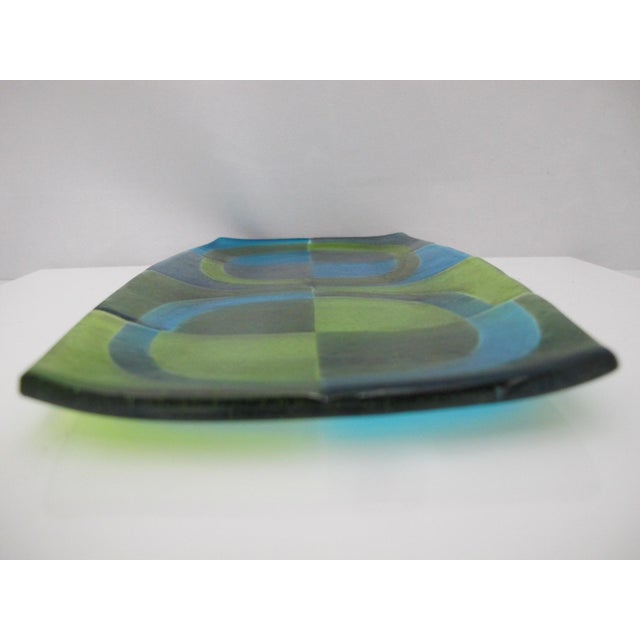 Glass Shepardson Studios Geometric Op Art Fused Art Glass Decorative Plate Tray For Sale - Image 7 of 11