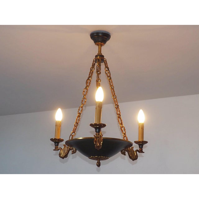 Vintage French Empire Bronze Chandelier, 1980s For Sale - Image 6 of 11