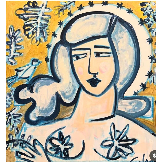 Inspired by the early modern masters, this signed, original abstract painting has a bold use of line and form. Utilizing a...