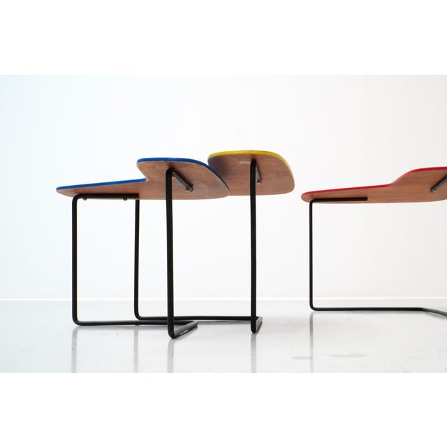 Wood Boomerang Nesting Tables by Willy Van Der Meeren for Tubax, Belgium, 1950s, Set of 3 For Sale - Image 7 of 11