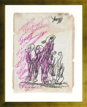 Purvis Young Drifters (Original Mixed Media on Paper)