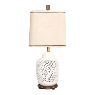 Imperial Garden Reticulated Porcelain Lamp For Sale