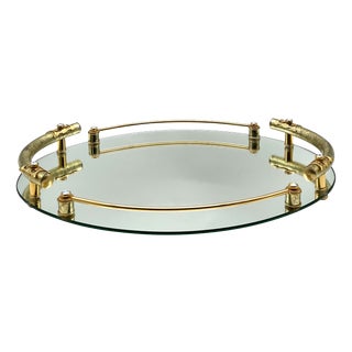 Hollywood Regency 24k Gold-Plated Mirrored Tray from Dimart Milano, Italy, 1980s For Sale