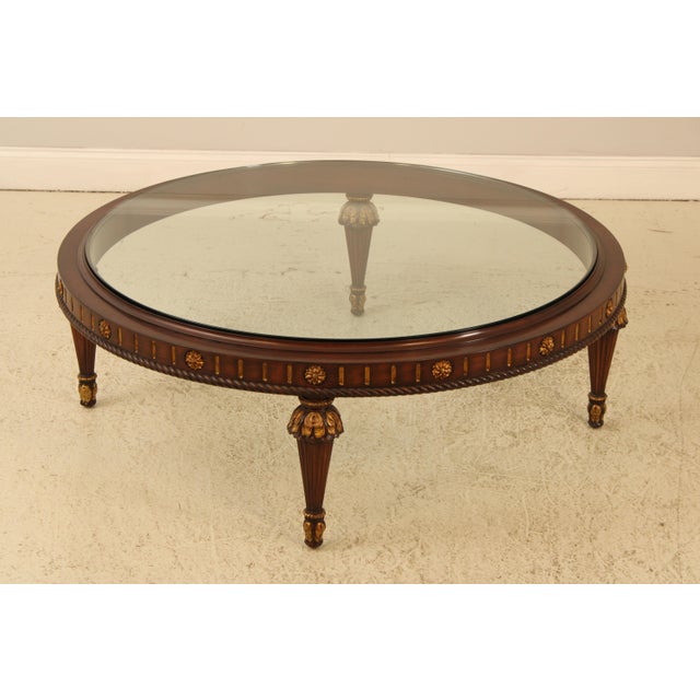 Glass Top Large Round French Style Coffee Cocktail Table For Sale - Image 12 of 13