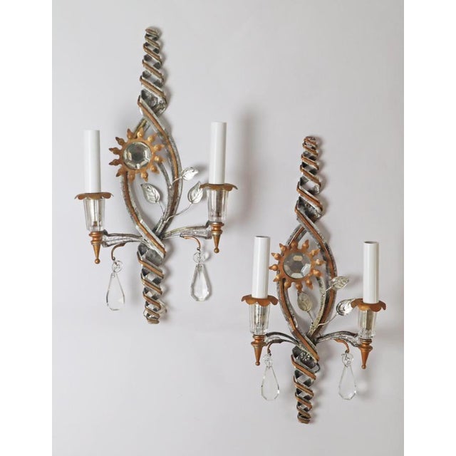 Gold and Silver Leaf Sconces from Banci Firenze, 1970s, Set of 2 For Sale - Image 6 of 12
