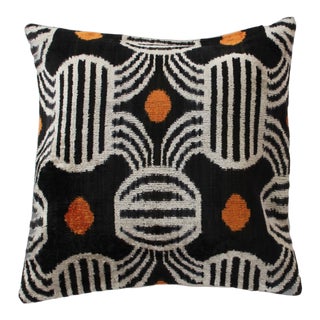 Contemporary Velvet Ikat Bohemian Throw Pillow For Sale