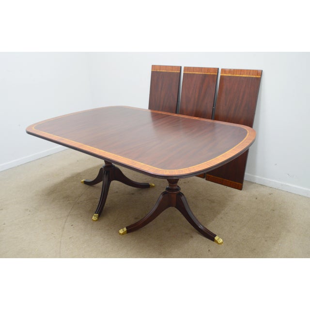Traditional Henkel Harris Mahogany Banded Dining Table For Sale - Image 3 of 17