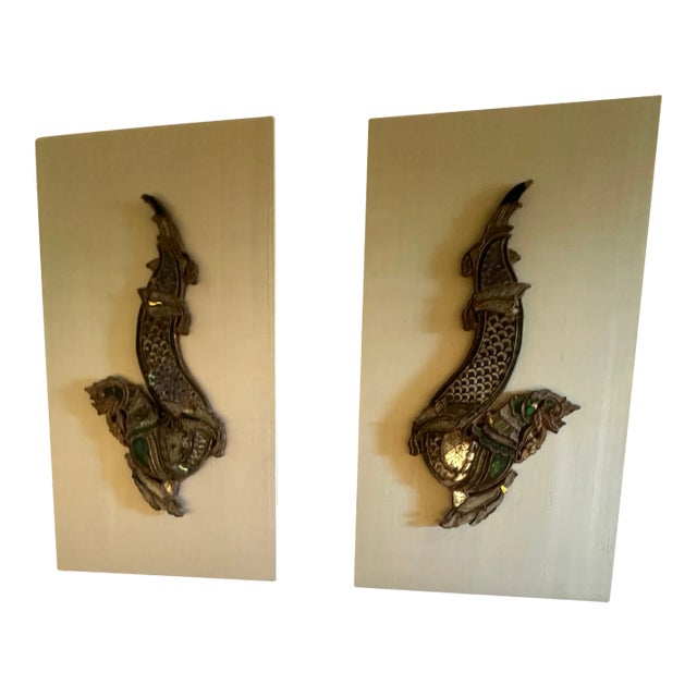Antique Pair of Thai Naga Sculptures, Circa 1880 For Sale