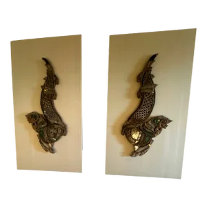 Antique Pair of Thai Naga Sculptures, Circa 1880