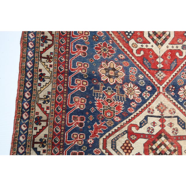 Cornflower Blue 1910s Authentic Handmade Khamsah Rug With Blue Field For Sale - Image 8 of 12