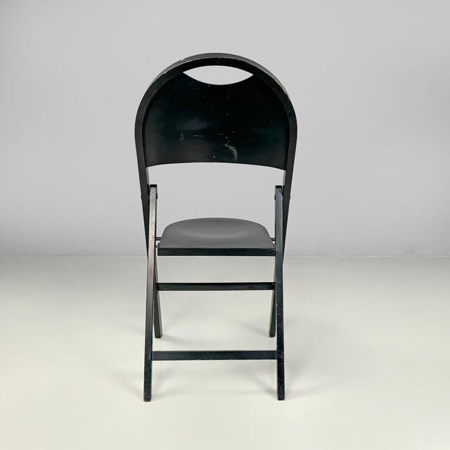 1960s Italian Mid-Century Modern Black Folding Chair Tric Castiglioni Bonacina, 1960s from Hille For Sale - Image 5 of 18