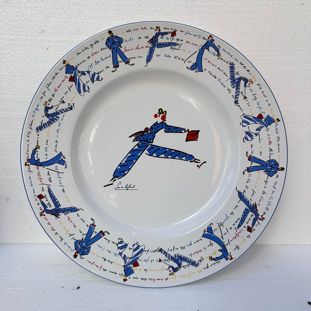 Blue Large Porcelain Plate by Sonia Rykiel, France, 1990s For Sale - Image 8 of 18